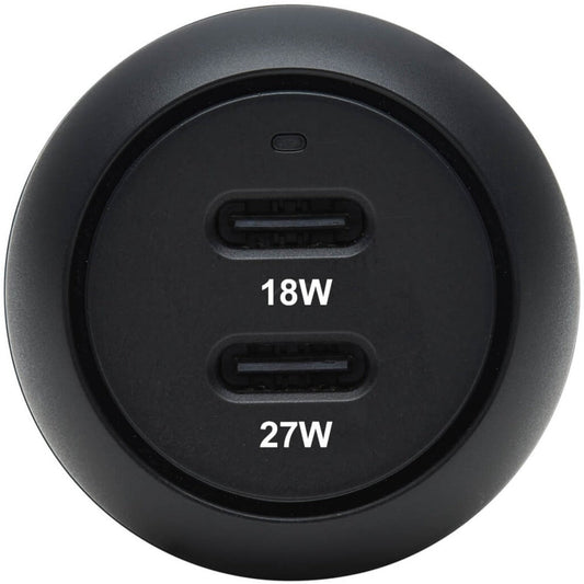 Tripp Lite Dual-Port USB-C Car Charger with 45W PD Charging USB-C (27W) USB-C (18W) Black