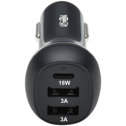 Tripp Lite 3-Port USB Car Charger 36W Max USB-C PD 3.0 Up to 18W 2 USB-A QC 3.0 Up to 36W