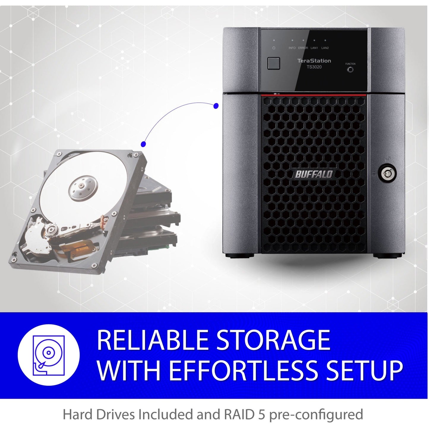 BUFFALO TeraStation 3420DN 4-Bay Desktop NAS 4TB (2x2TB) with HDD NAS Hard Drives Included 2.5GBE / Computer Network Attached Storage / Private Cloud / NAS Storage/ Network Storage / File Server