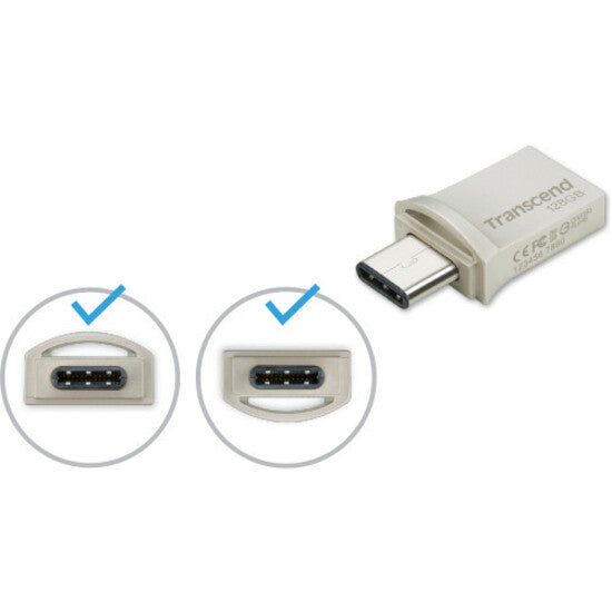 Transcend 128GB JetFlash 890 USB 3.1 (Gen 1) Type A USB Type C On-The-Go Flash Drive