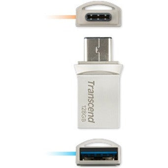 Transcend 128GB JetFlash 890 USB 3.1 (Gen 1) Type A USB Type C On-The-Go Flash Drive