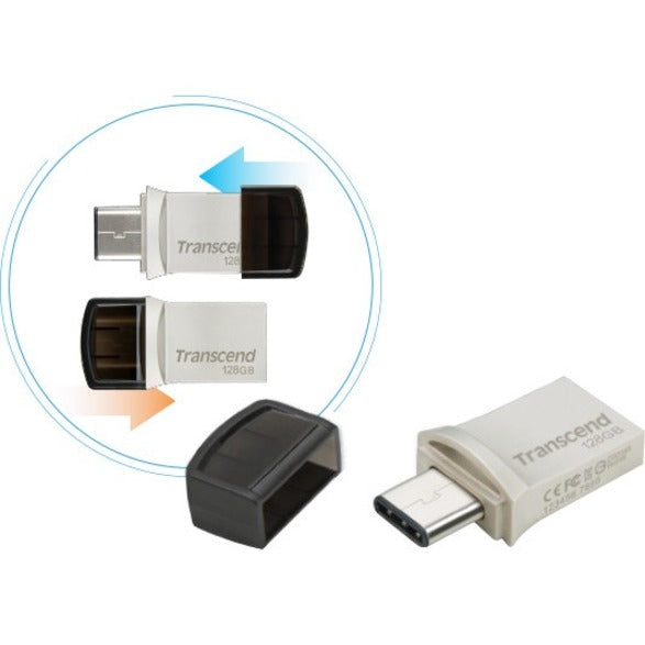 Transcend 128GB JetFlash 890 USB 3.1 (Gen 1) Type A USB Type C On-The-Go Flash Drive