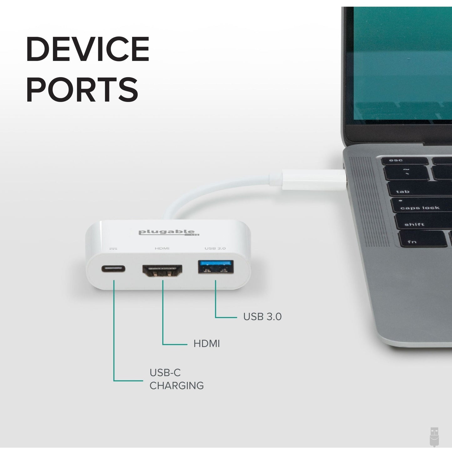 Plugable USB C to HDMI Multiport Adapter 3-in-1 USB C Hub with 4K HDMI Output USB 3.0 and USB-C Charging Port