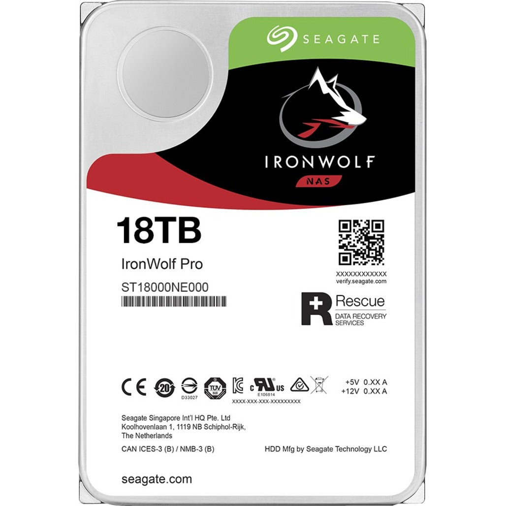 Seagate IronWolf Pro ST18000NE000 18 TB Hard Drive - 3.5" Internal - SATA (SATA/600) - Conventional Magnetic Recording (CMR) Method