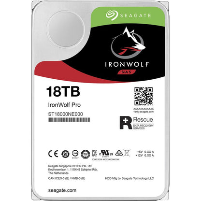 Seagate IronWolf Pro ST18000NE000 18 TB Hard Drive - 3.5" Internal - SATA (SATA/600) - Conventional Magnetic Recording (CMR) Method