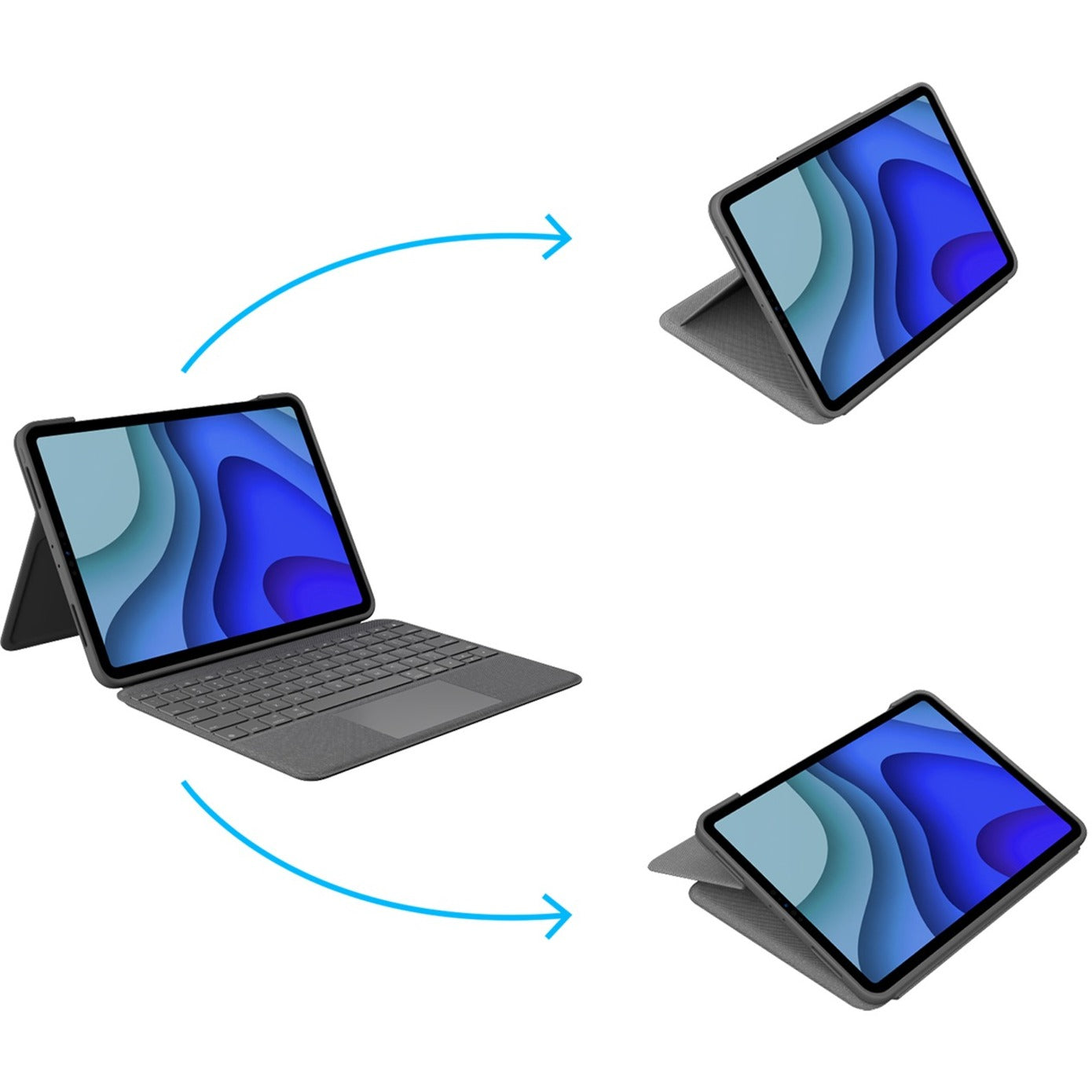 Logitech Folio Touch Keyboard/Cover Case (Folio) for 11" Apple Logitech iPad Pro iPad Pro (2nd Generation) iPad Pro (3rd Generation) Tablet - Oxford Gray