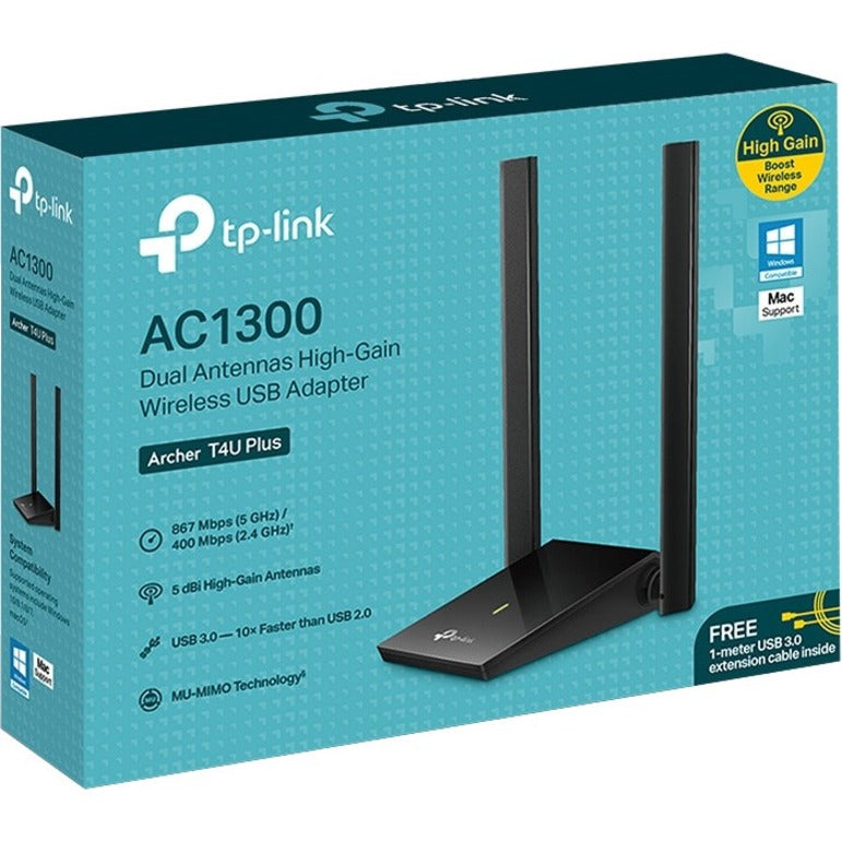 TP-Link Archer T4U Plus IEEE 802.11ac Dual Band Wi-Fi Adapter for Desktop Computer/Notebook/Wireless Router