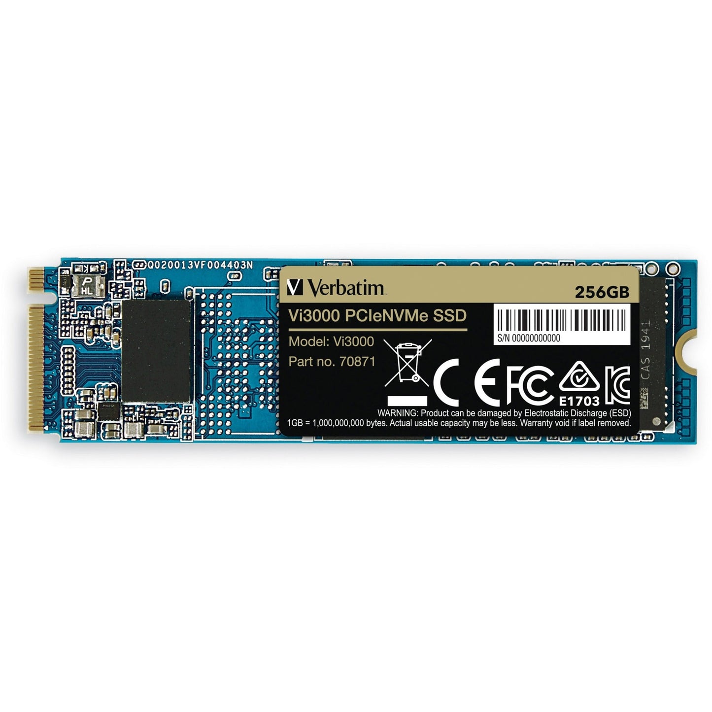 Verbatim Vi3000 256 GB Solid State Drive - M.2 2280 Internal - PCI Express NVMe (PCI Express NVMe 3.0 x4)