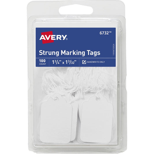 Avery&reg; Marking Tags Strung 1-3/4" x 1-3/32"  100 Tags (6732)
