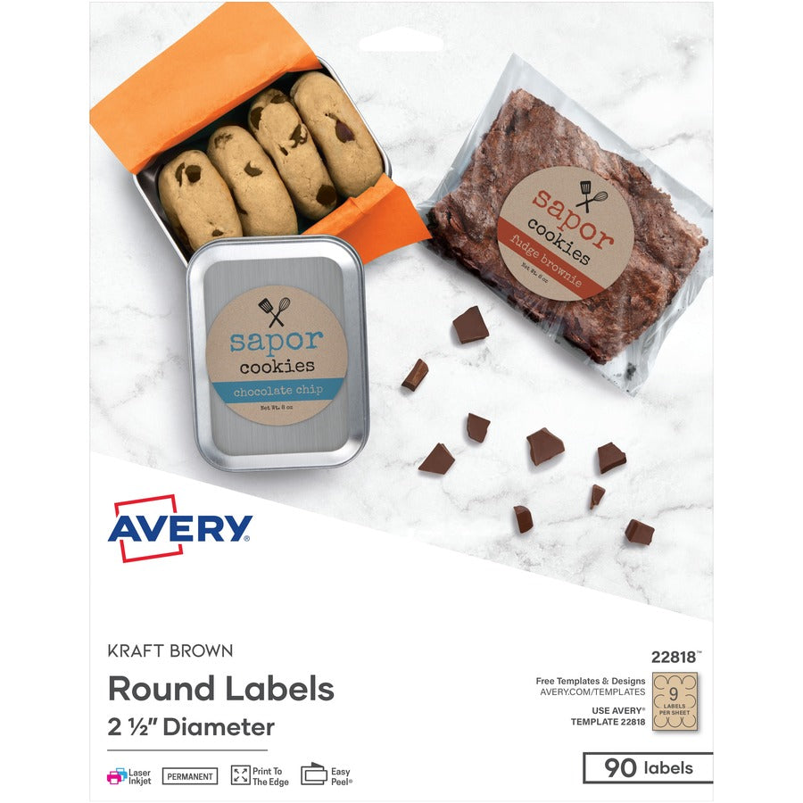 Avery&reg; Print-To-The-Edge Kraft Brown Labels