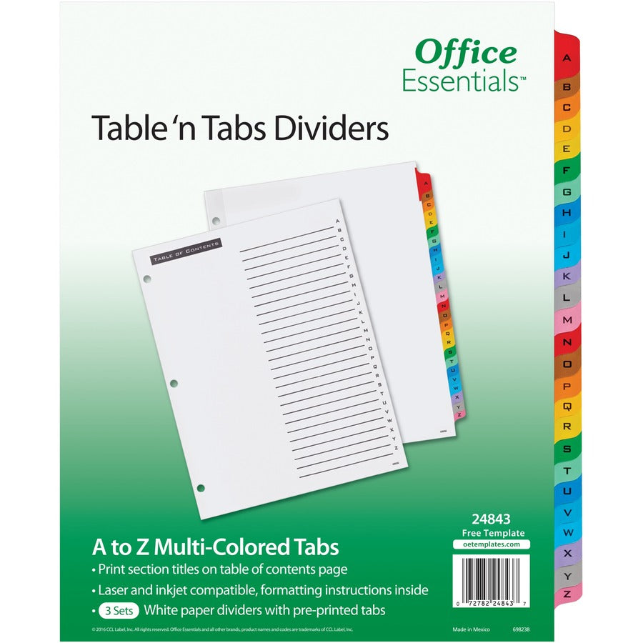 Avery&reg; Table 'n Tabs Multicolored Tab A-Z Dividers