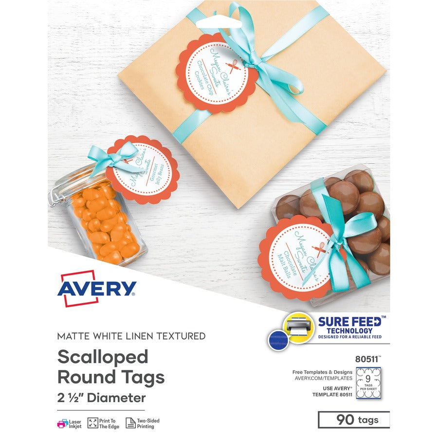 Avery&reg; Textured Round Scallop Tags