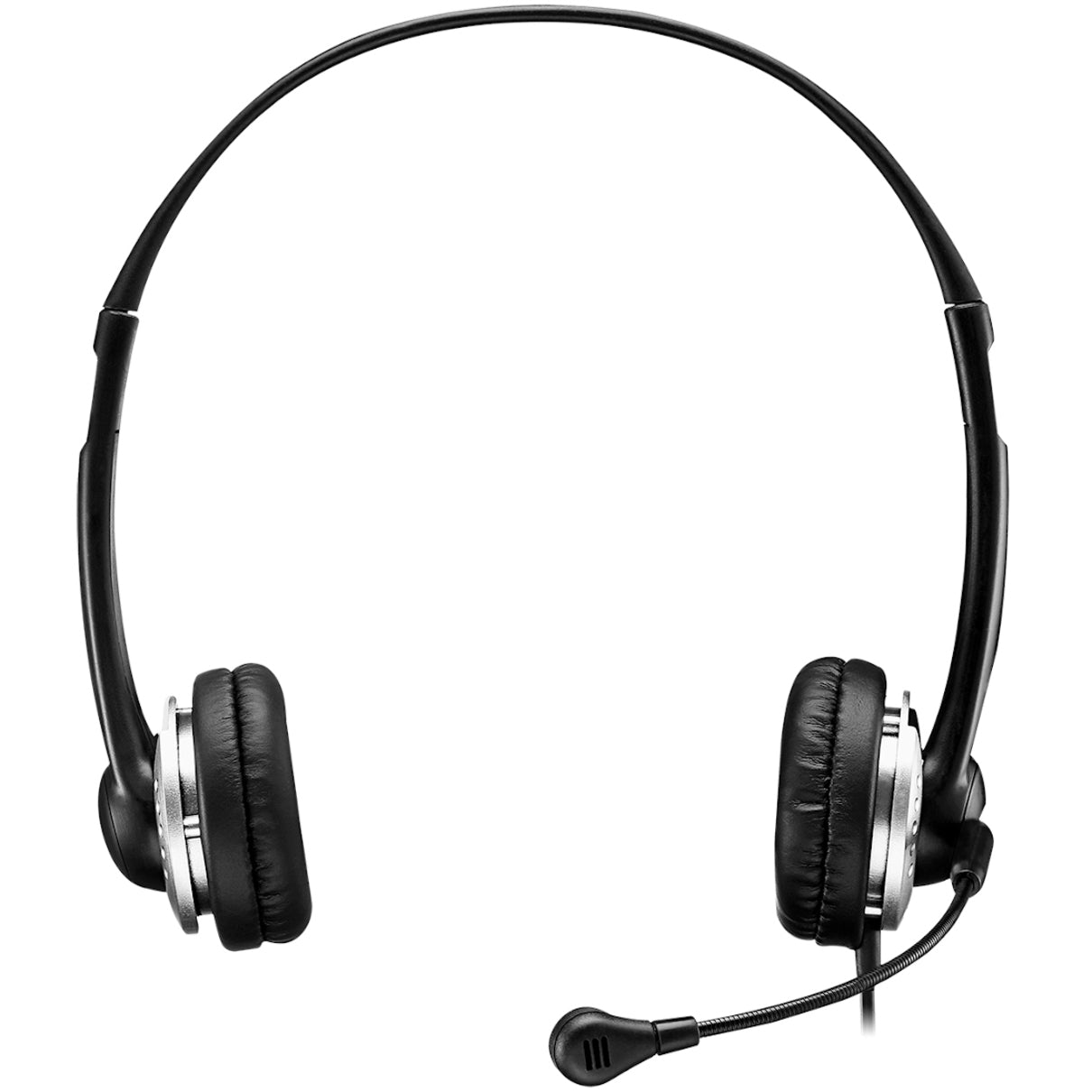 Adesso USB Stereo Headset with Adjustable Microphone- Noise Cancelling- Mono - USB - Wired - Over-the-head - 6 ft Cable - Omni-directional Microphone - Black