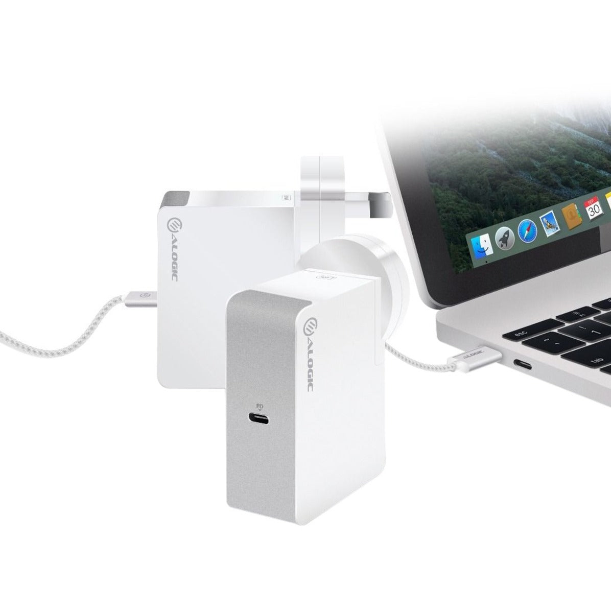 ALOGIC USB-C Laptop/Macbook Wall Charger 60W with Power Delivery- Travel Edition with AU EU UK US Plugs and 2m Cable