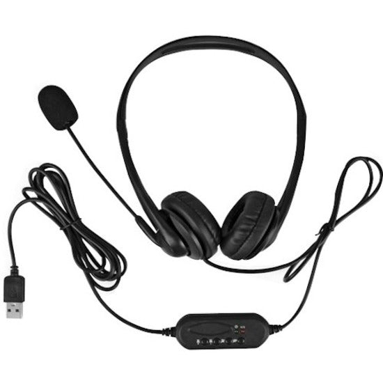 Aluratek Wired USB Stereo Headset with Noise Reducing Boom Mic and In-Line Controls