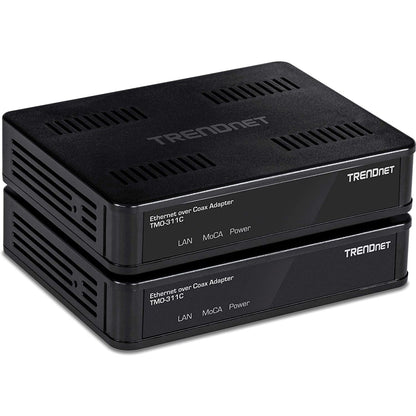 TRENDnet Ethernet Over Coax Adapter(2-Pack) Backward Compatible with MoCA 2.0 Gigabit LAN Port Supports Net Throughput Up to 1Gbps Supports Up to 16 Nodes on One Network Black TMO-311C2K