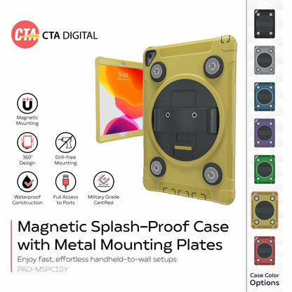 CTA Digital Magnetic Splash-Proof Case with Metal Mounting Plates for iPad 7th/ 8th/ 9th Gen 10.2 iPad Air 3 iPad Pro 10.5 Yellow