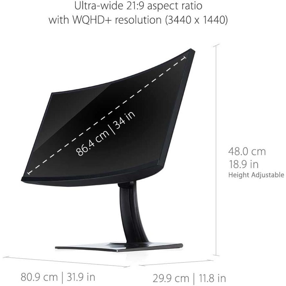 Viewsonic VP3481A 34" WQHD+ Curved Screen LED LCD Monitor - 21:9