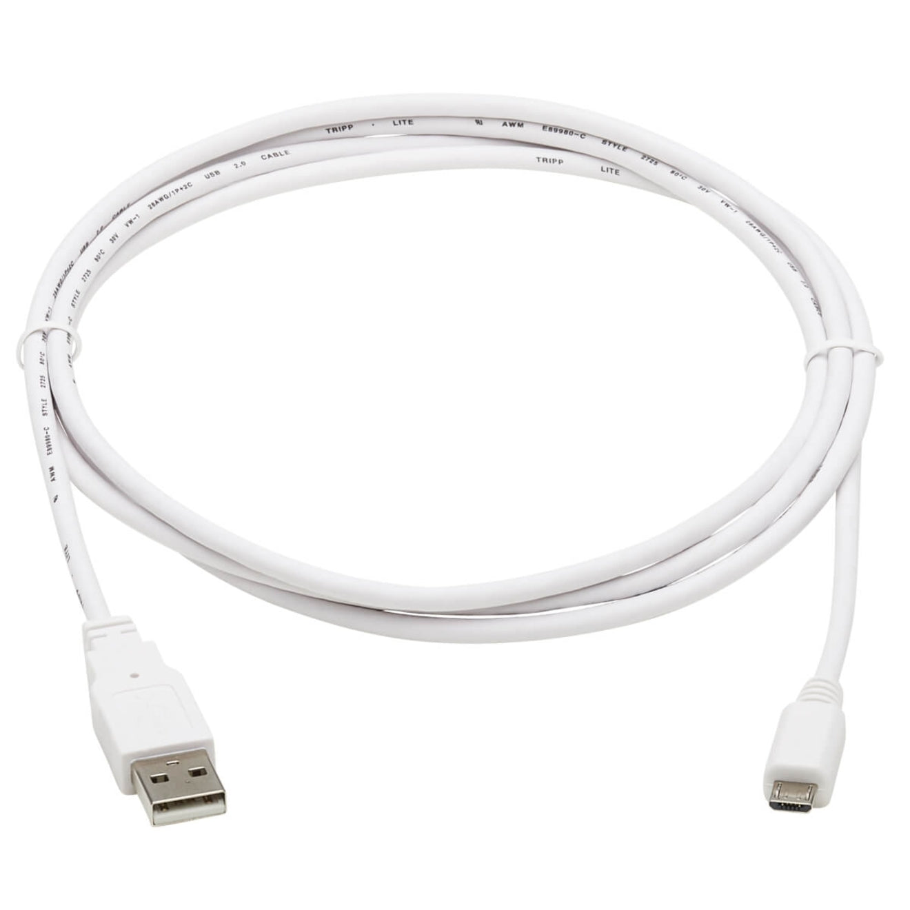 Tripp Lite Safe-IT USB-A to USB Micro-B Antibacterial Cable (M/M) USB 2.0 White 6 ft.