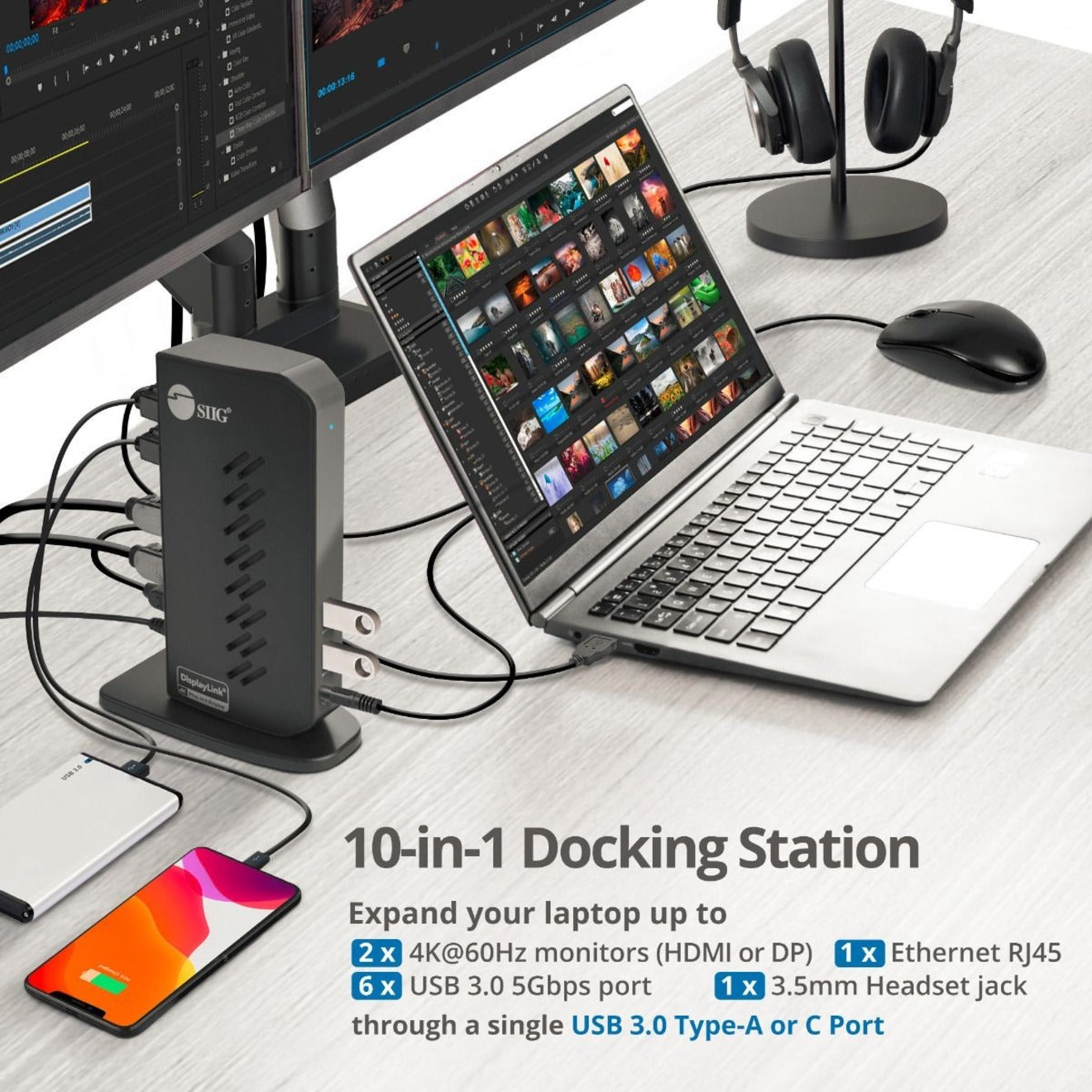 SIIG Universal Hybrid Dual 4K Video Docking Station