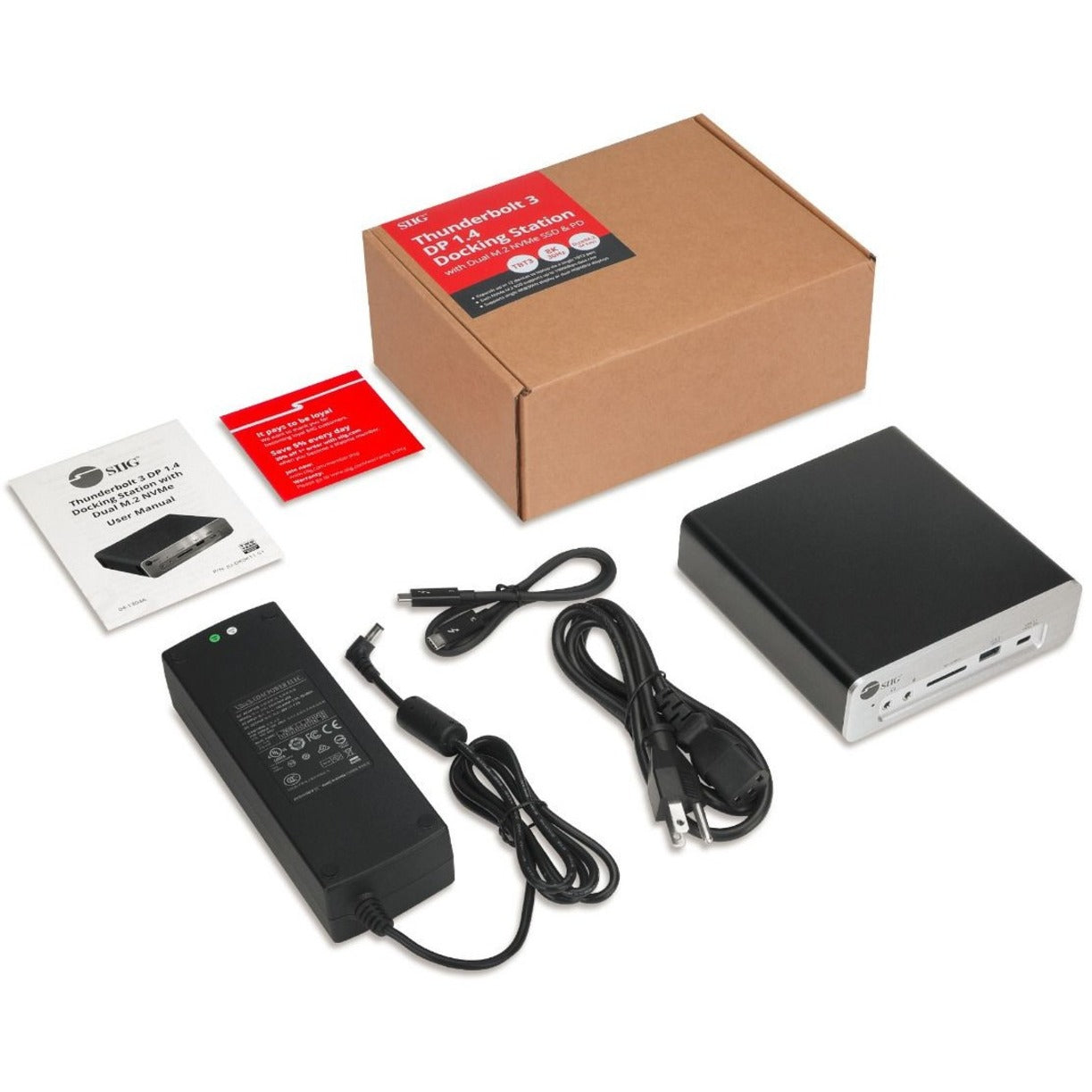 SIIG Thunderbolt 3 DP 1.4 Docking Station with Dual M.2 NVMe SSD & 96W PD