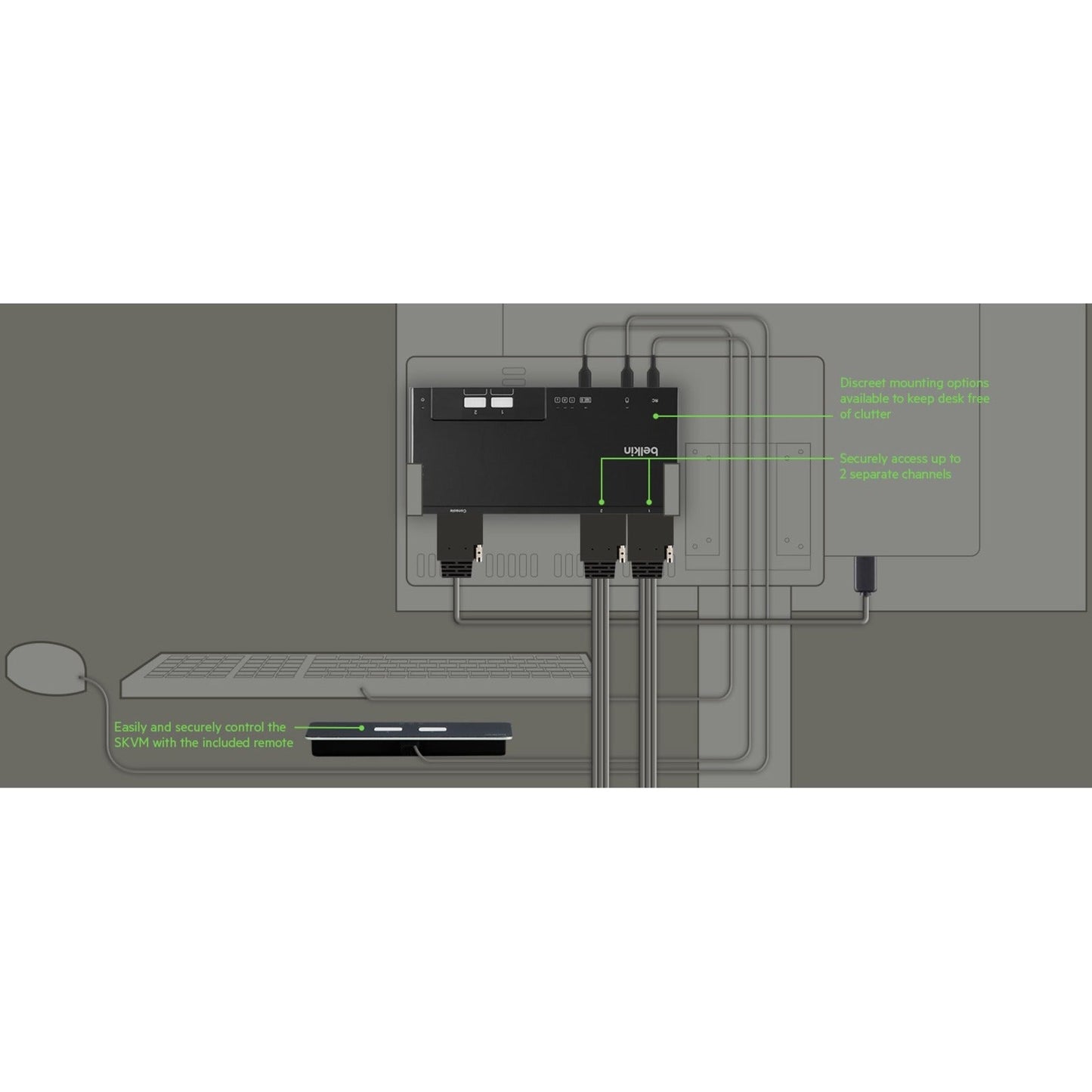 Belkin F1DN102MOD-BA-4 Secure Modular 2-Port Single Monitor Switch Base Unit