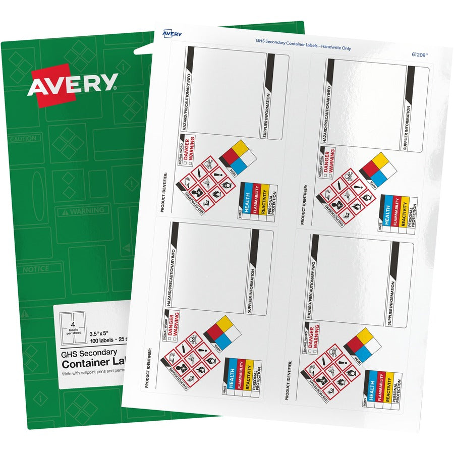 Avery&reg; GHS Secondary Container Preprinted Labels