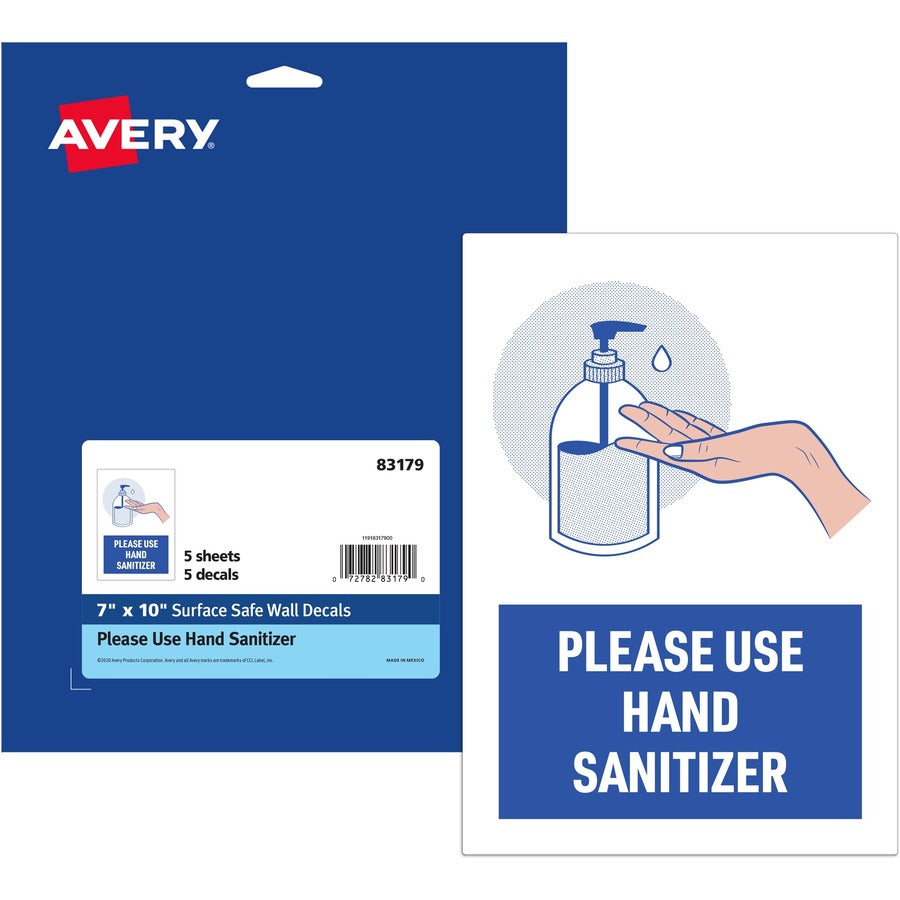 Avery&reg; Surface Safe USE HAND SANITIZER Wall Decals