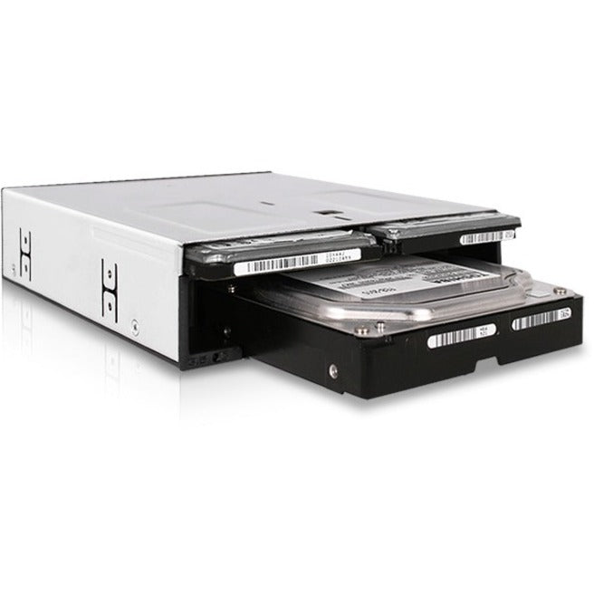 Icy Dock FlexiDOCK MB095SP-B Drive Enclosure for 5.25" SATA/600 - Serial ATA/600 Host Interface Internal - Black Silver