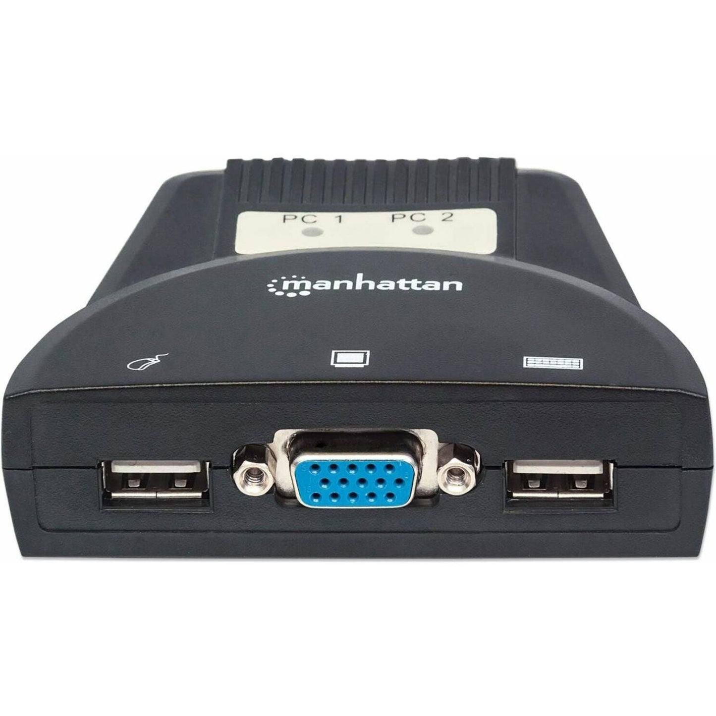 Manhattan KVM Switch Mini 2-Port 2x USB-A Cables included Audio Support Control 2x computers from one pc/mouse/screen Black Lifetime Warranty Boxed