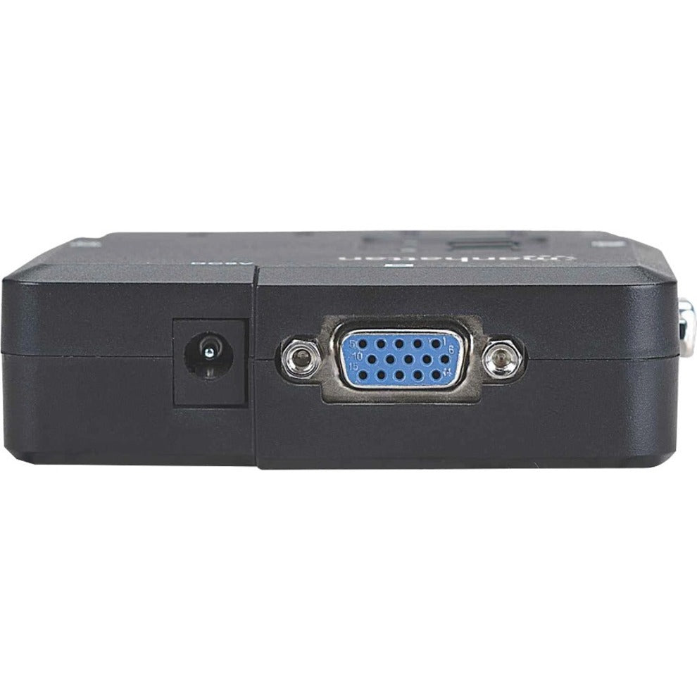 Manhattan KVM Switch Compact 2-Port 2x USB-A Cables included Audio Support Control 2x computers from one pc/mouse/screen Black Lifetime Warranty Boxed