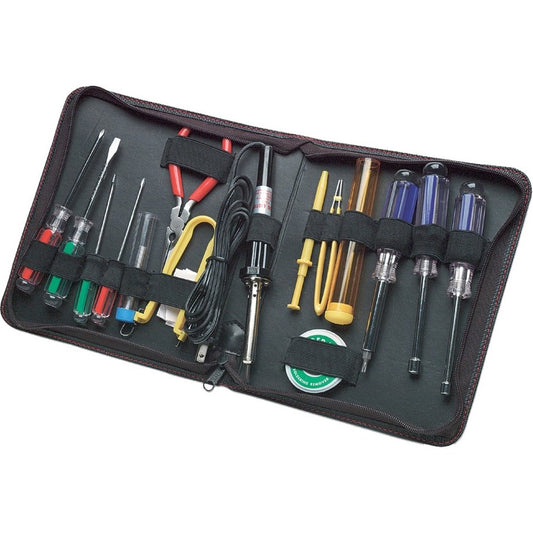 Manhattan Technician Tool Kit (17 items) Consists of: Soldering Iron (Euro 2-pin plug) Solder and Wick 4x Chip Tools (Anti Static) Pliers 2x Nut-Drivers 2x Torque Screwdrivers 4x Screwdrivers (Phillips & Flat Head) Tube for spares Case Lifetime Warranty