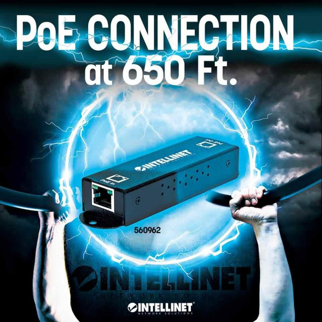 Intellinet Gigabit High-Power PoE+ Extender Repeater IEEE 802.3at/af Power over Ethernet (PoE+/PoE) metal