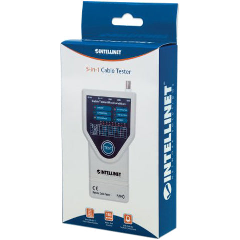 Intellinet 5-in-1 Cable Tester Tests 5 Commonly Used Network RJ45 and Computer Cables