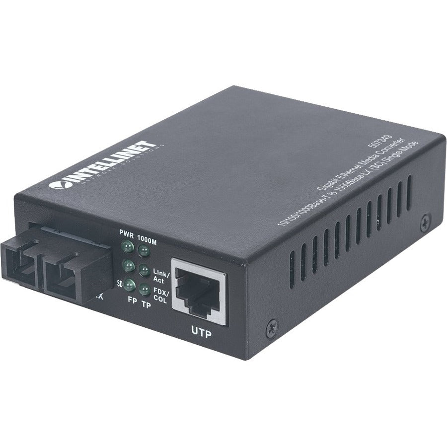 Intellinet Gigabit Ethernet Single Mode Media Converter 10/100/1000Base-T to 1000Base-Lx (SC) Single-Mode 20km (With 2 Pin Euro Power Adapter)