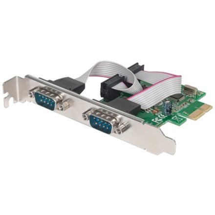 Manhattan PCI Express Card 2x Serial DB9 ports 2.5 Mbps x1 x4 x8 x16 lane buses Standard/Low Profile PCI Three Year Warranty Box