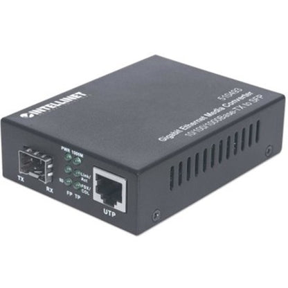 Intellinet Gigabit Ethernet to SFP Media Converter 10/100/1000Base-Tx to SFP slot empty (With 2 Pin Euro Power Adapter)