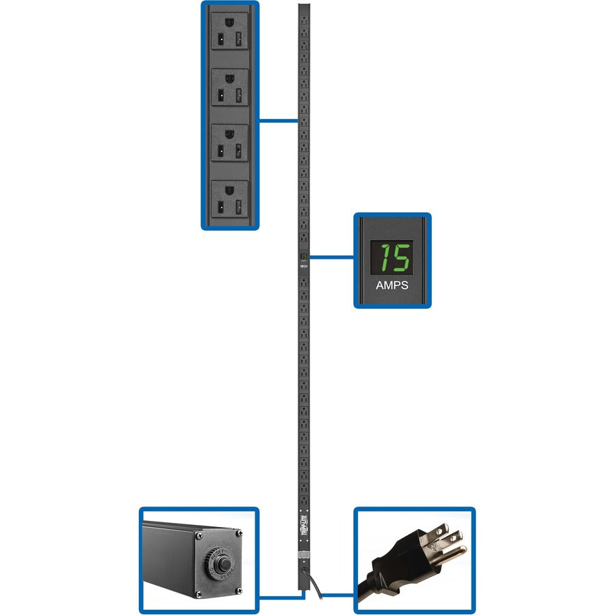 Tripp Lite PDU Metered 120V 1.44kW 36 NEMA 5-15R 5-15P 15ft Cord 72in 0URM