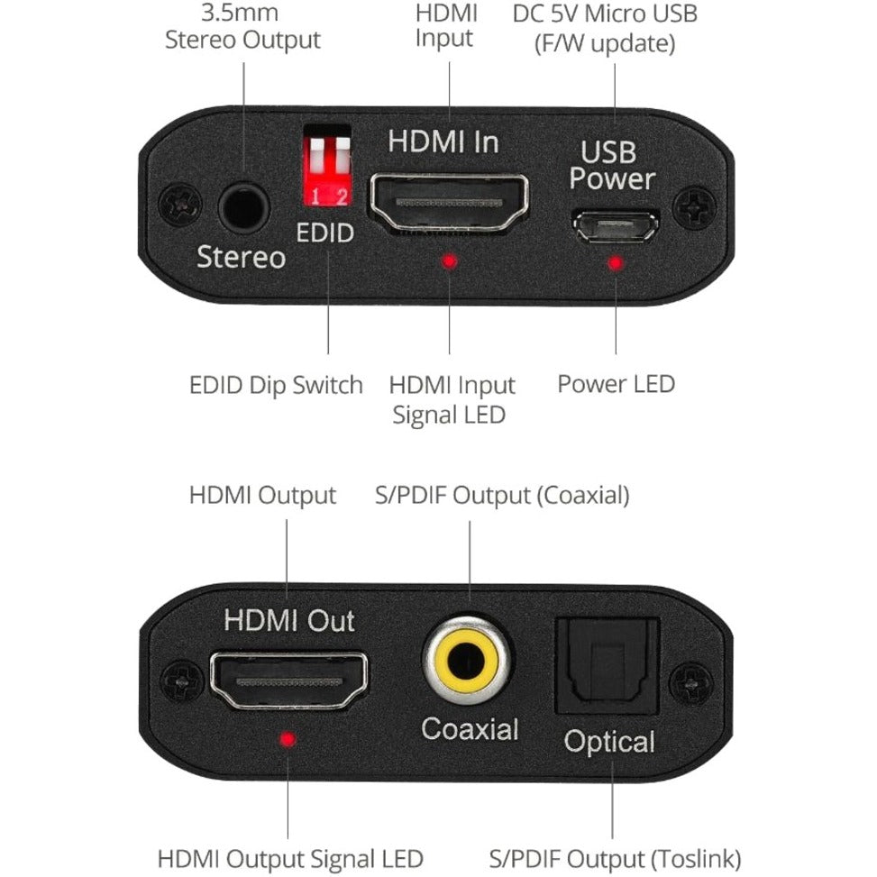 SIIG 4K HDMI with Audio Extractor Converter - Analog Stereo Toslink Optical Coaxial S/PDIF