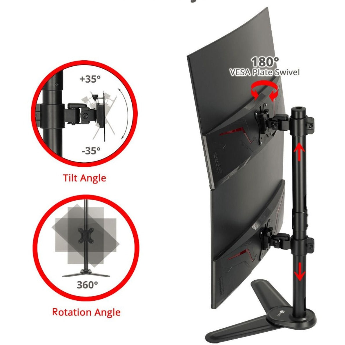 Freestanding Adjusting Vertical Dual Monitor Steel Stand 17" to 32"