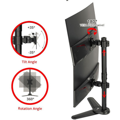Freestanding Adjusting Vertical Dual Monitor Steel Stand 17" to 32"
