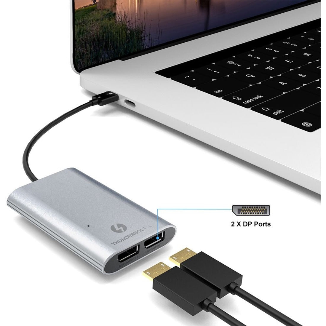 4XEM Type-C Thunderbolt to Dual DisplayPort Display Adapter