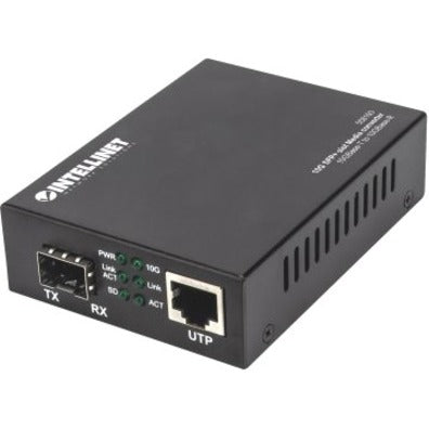 Intellinet 10GBase-T to 10GBase-R Media Converter 1 x 10 GB SFP+ Slot 1 x 10GB RJ45 Port (With 2 Pin Euro Power Adapter)