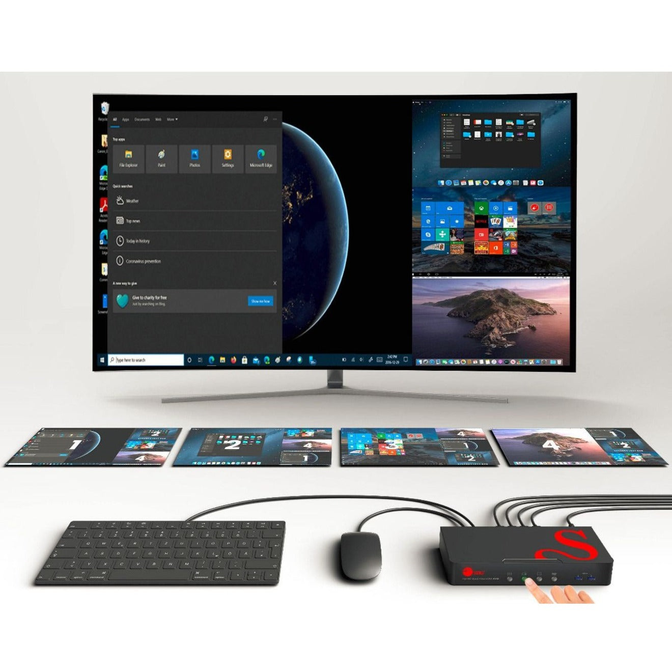 SIIG Full HD Quad-View 1080p HDMI KVM Switch MultiView Processor