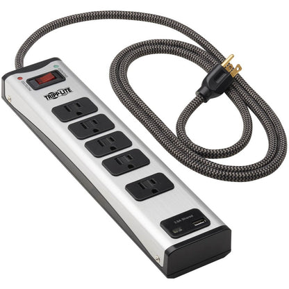 Tripp Lite 5-Outlet Surge Protector with 1 USB-A and 1 USB-C (3.9A Shared) 6 ft. Cord 2100 Joules Metal Housing