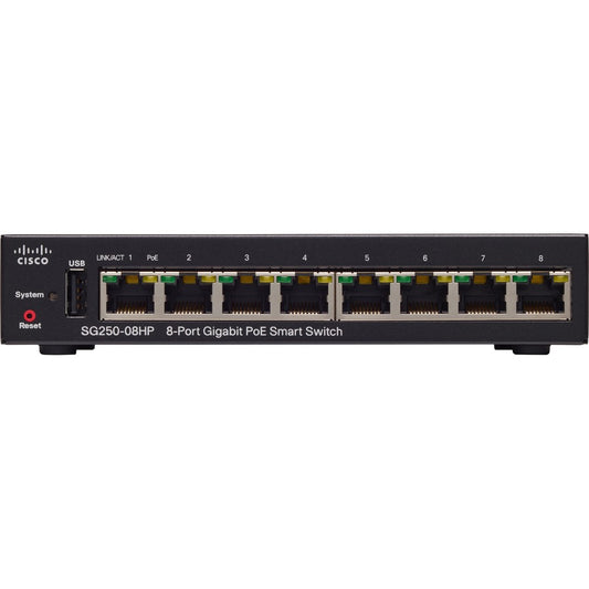 Cisco SG250-08HP 8-Port Gigabit PoE Smart Switch