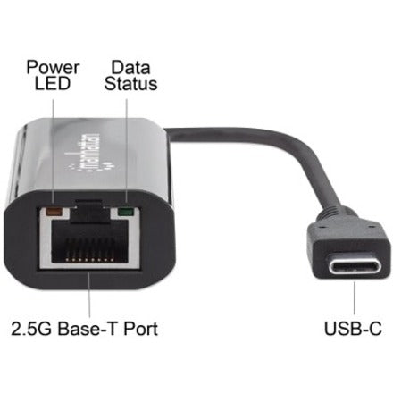 USB-C to 2.5GBASE-T Gigabit (10/100/1000 Mbps & 2.5 Gbps) RJ45 Network Adapter US2GC30 Multi-Gigabit Ethernet Black Three Year Warranty Box