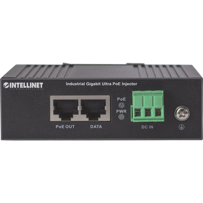 Intellinet Industrial Gigabit Ultra PoE Injector 1 x 60 W Port IEEE 802.3bt/at/af Power over Ethernet (Ultra POE/PoE+/PoE) Metal Housing