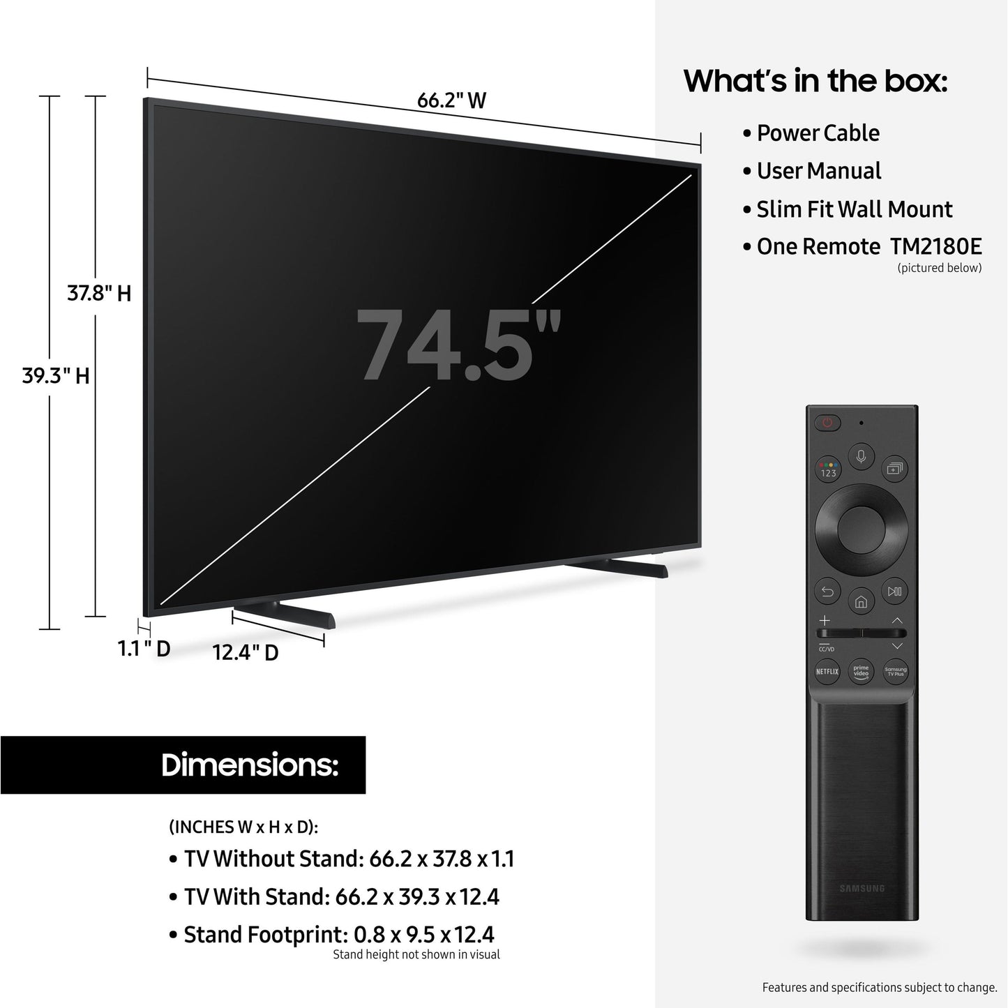 Samsung | 75" | LS03A | The Frame | QLED 4K | Smart TV | QN75LS03AAFXZA | 2021