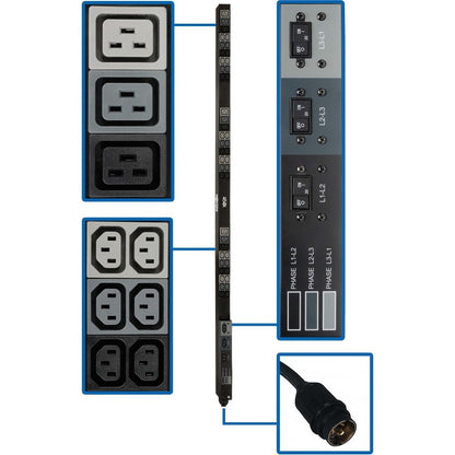 Tripp Lite PDU 3-Phase Basic 208V 12.6kW 36 C13 9 C19 50A CS8365C 70in 0URM